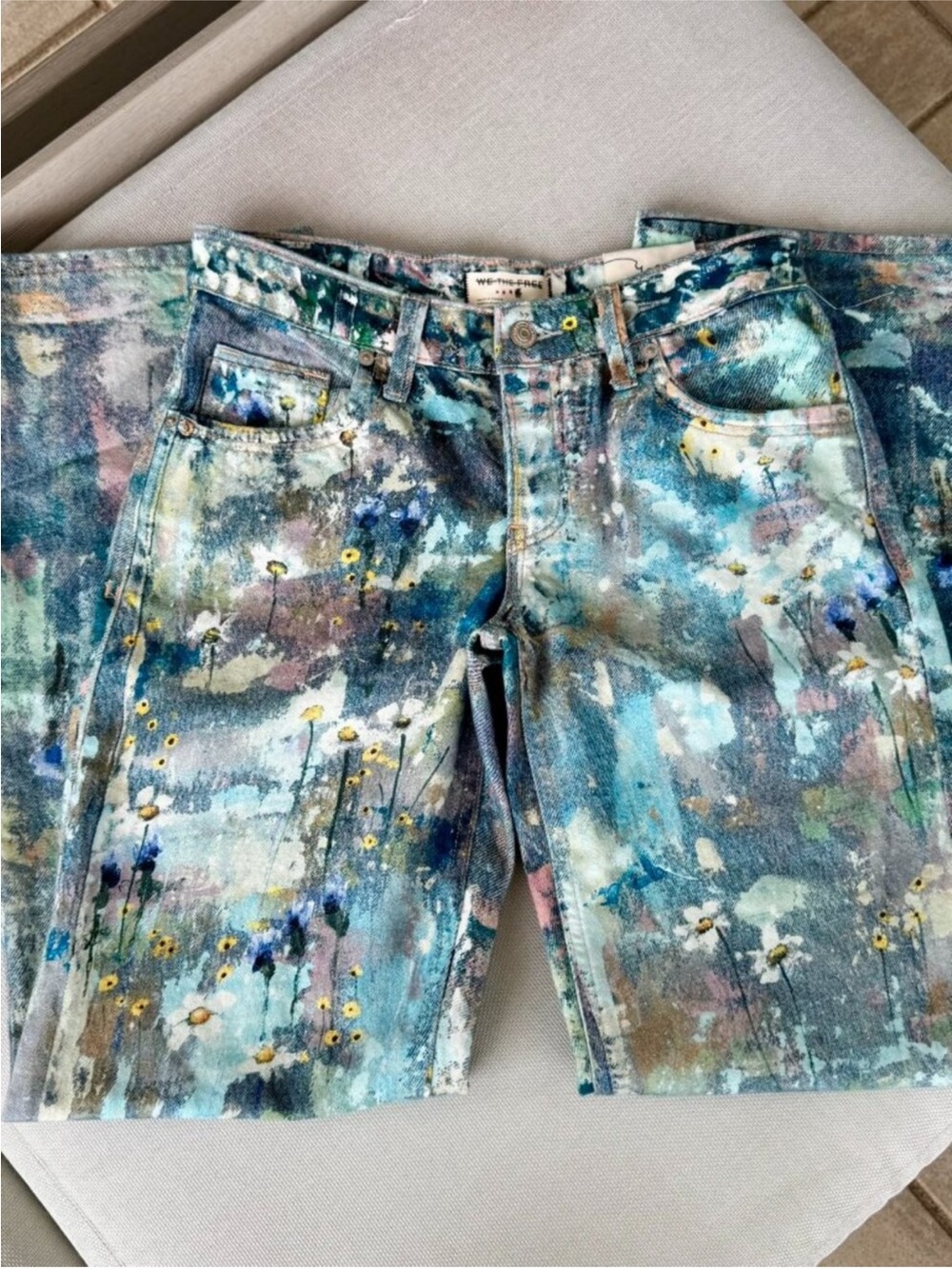 NWT Free People Tennessee Low-Rise Boyfriend Jeans Printed Floral Canvas 24